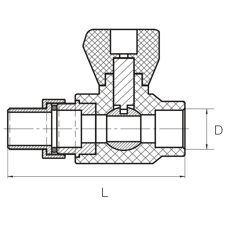 картинка Прямой полипропиленовый шаровой кран для радиатора FDplast PN25 20х1/2'' мм белый от завода FDPLAST 