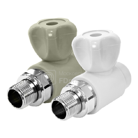 картинка Прямой полипропиленовый шаровой кран для радиатора FDplast PN25 20х1/2'' мм белый от завода FDPLAST 